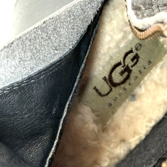 Ugg Ashur 5760 Boots Womens EU 38 US 7 Gray Crinkled Leather Knee High Boho - Picture 11 of 16